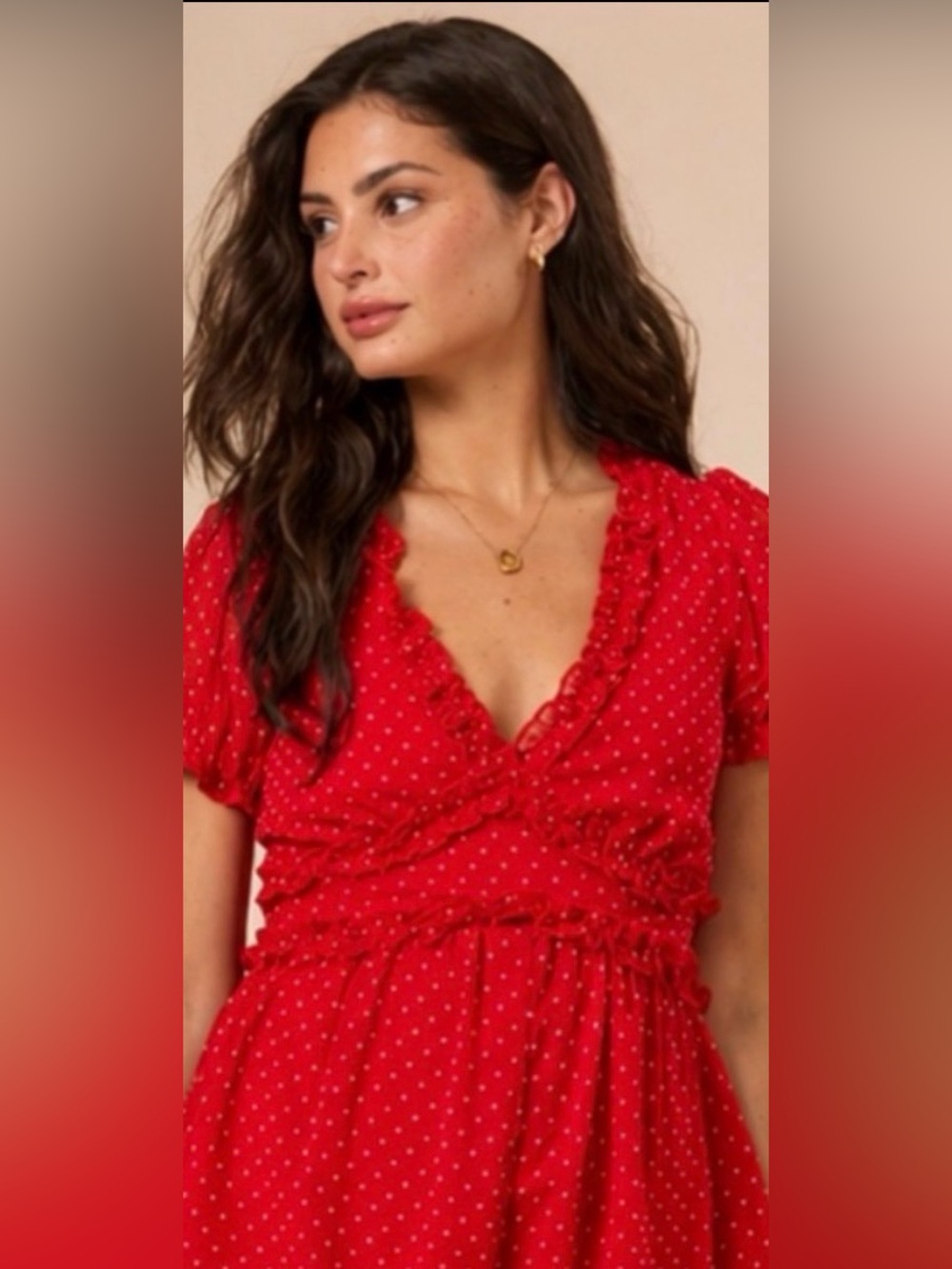 ALTAR’D STATE Red Polka Dot Ruffle Romper Size M NWOT Flowy V-Neck